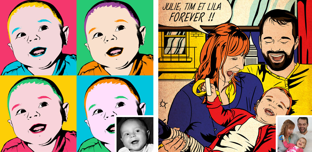 tableau pop art Andy Warhol Lichtenstein votreportrait.fr