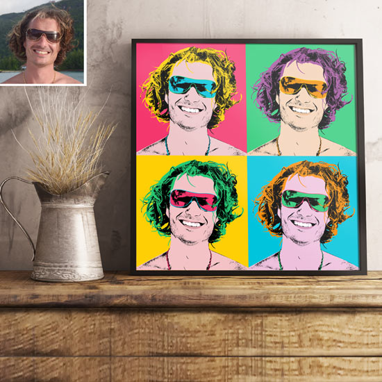 Portrait pop art personnalisé - Idée cadeau fête des pères